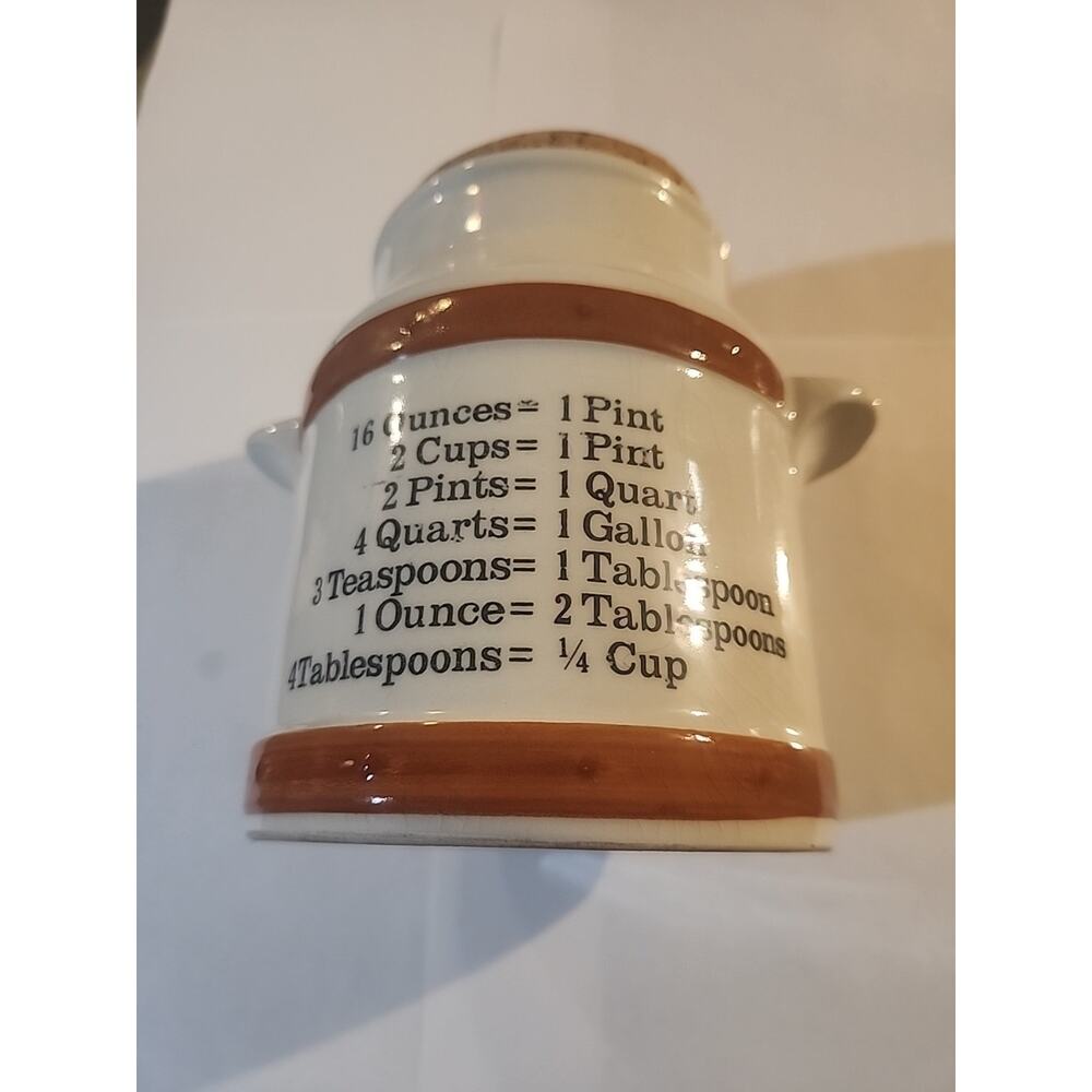 FTD Ceramic Milk Cream Can Shaped Ceramic Utensil Holder with Measurement Info